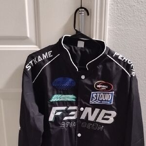 Black Windbreaker Racing Jacket